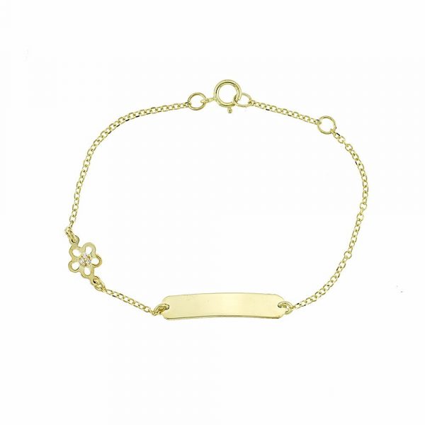14K Yellow Gold Curb Link Baby ID Bracelet, 5.5